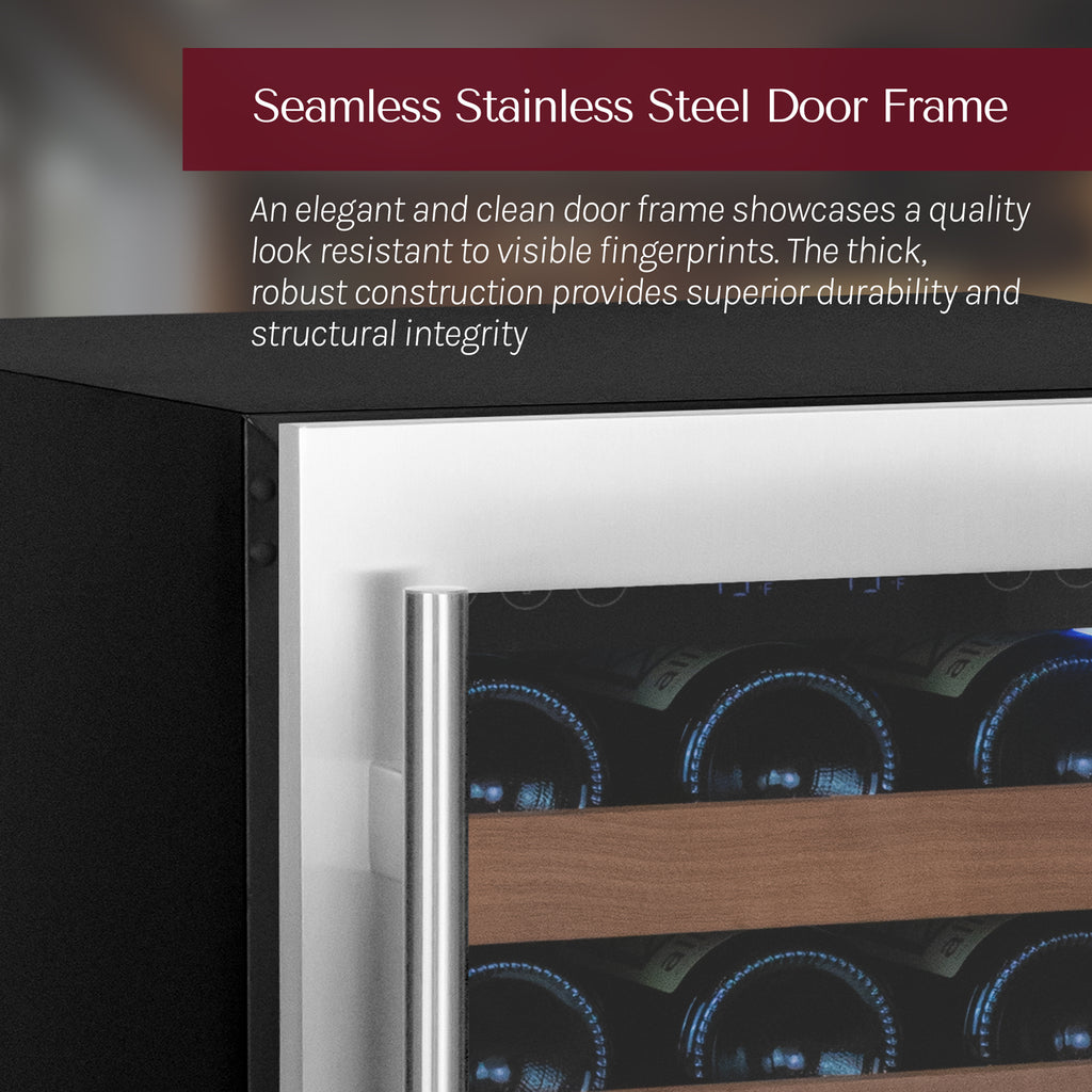 Allavino Reserva Series 51 Bottle Dual Zone Undercounter Wine Refrigerator Cooler with Stainless Steel Door - Left Hinge - VSW5134D-2SL
