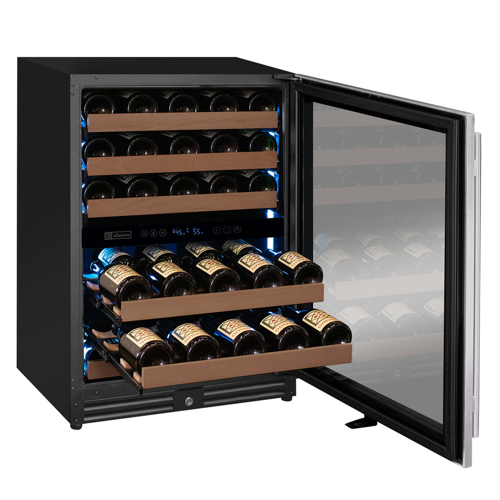 Allavino Reserva Series 51 Bottle Dual Zone Undercounter Wine Refrigerator Cooler with Stainless Steel Door - Right Hinge - VSW5134D-2SR