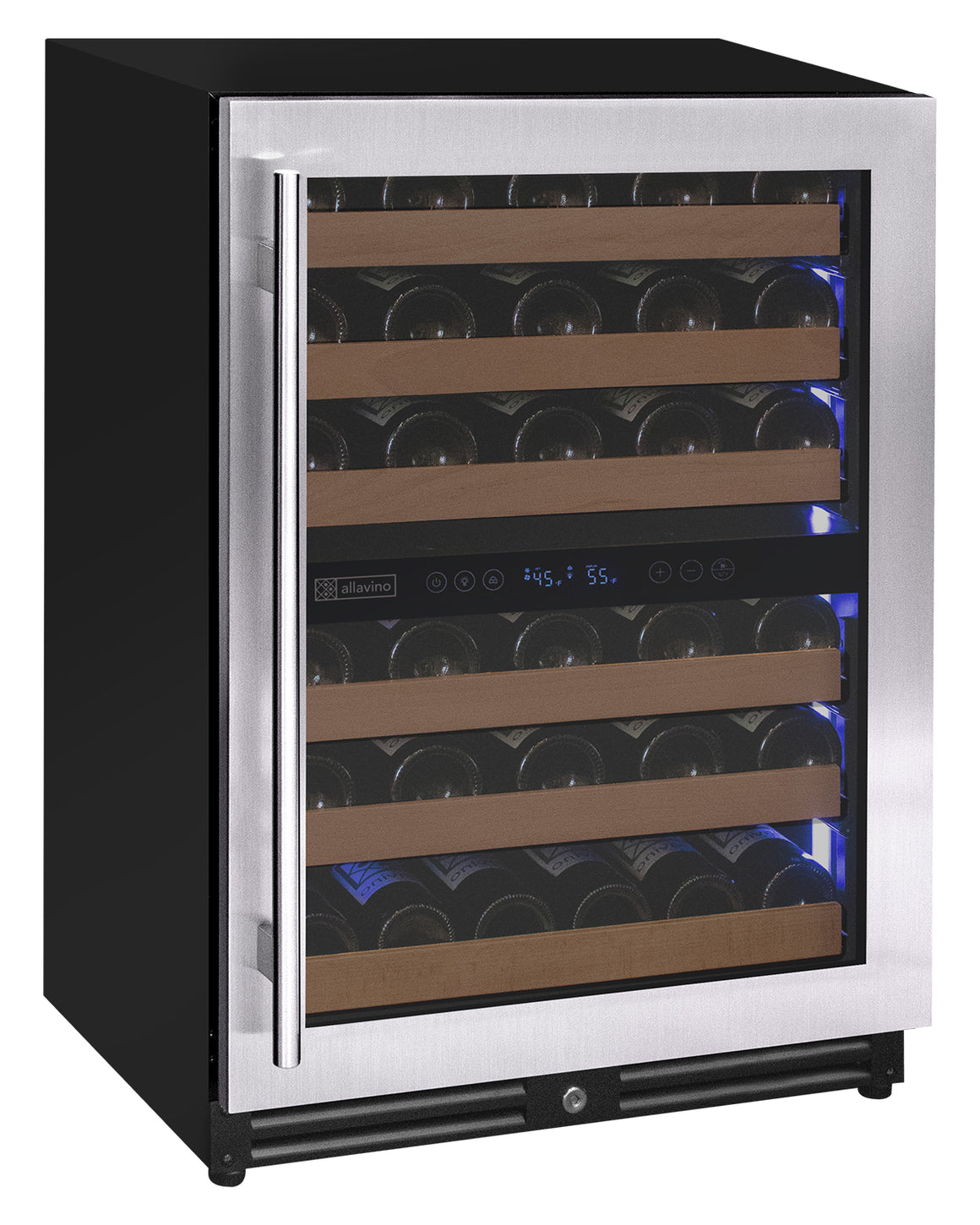 Allavino Reserva Series 51 Bottle Dual Zone Undercounter Wine Refrigerator Cooler with Stainless Steel Door - Right Hinge - VSW5134D-2SR