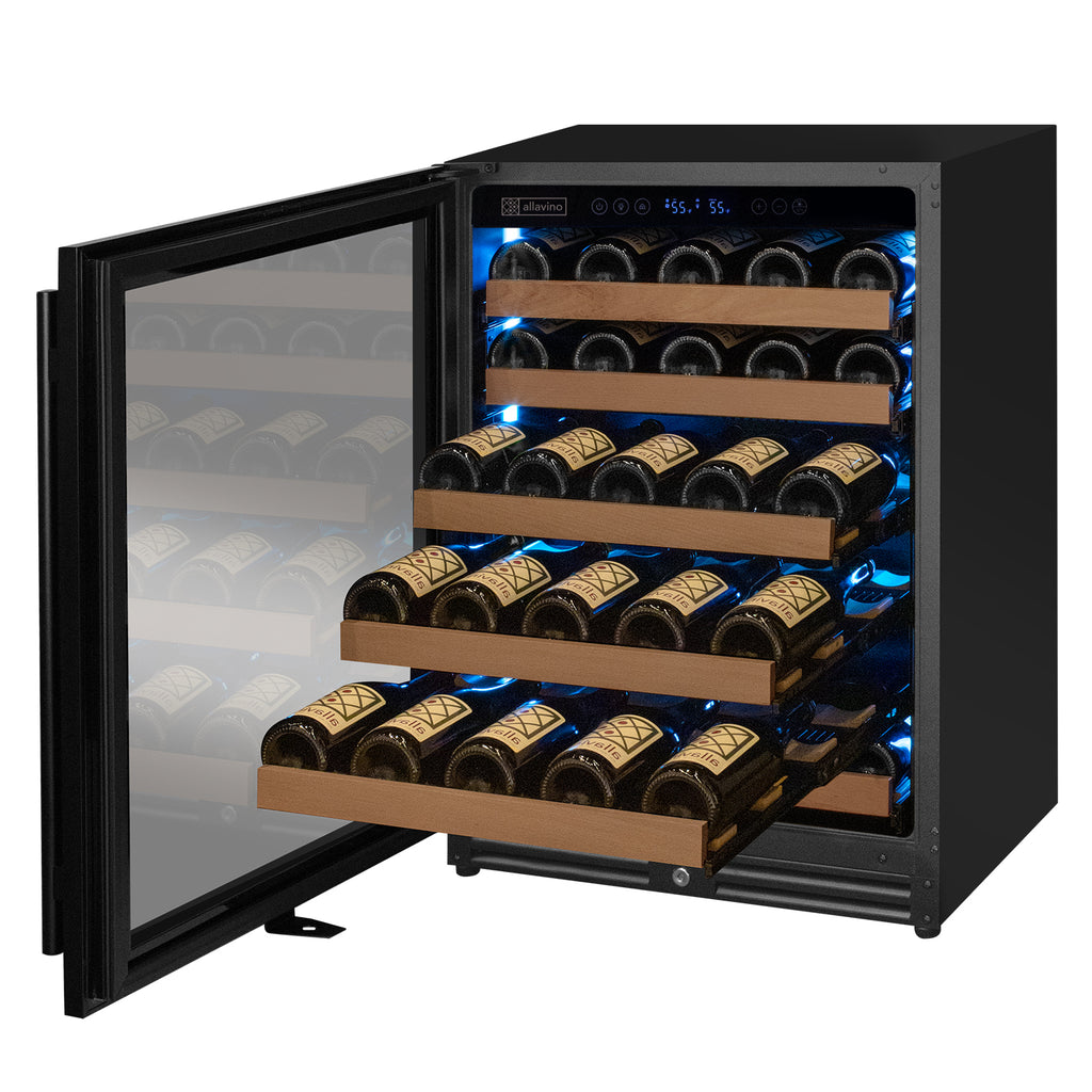 Allavino Reserva Series - 51 Bottle Single Zone Built-in Luxury Wine Refrigerator with Black Door - Left Hinge - VSW5134S-1BL