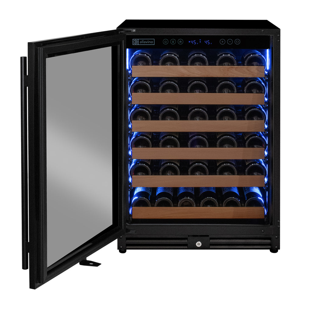 Allavino Reserva Series - 51 Bottle Single Zone Built-in Luxury Wine Refrigerator with Black Door - Left Hinge - VSW5134S-1BL