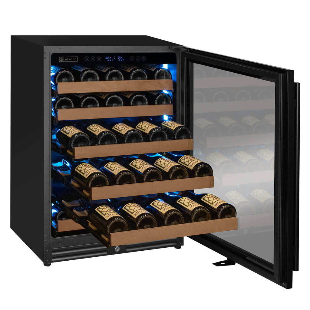 Allavino Reserva Series - 51 Bottle Single Zone Built-in Luxury Wine Refrigerator with Black Door - Right Hinge - VSW5134S-1BR