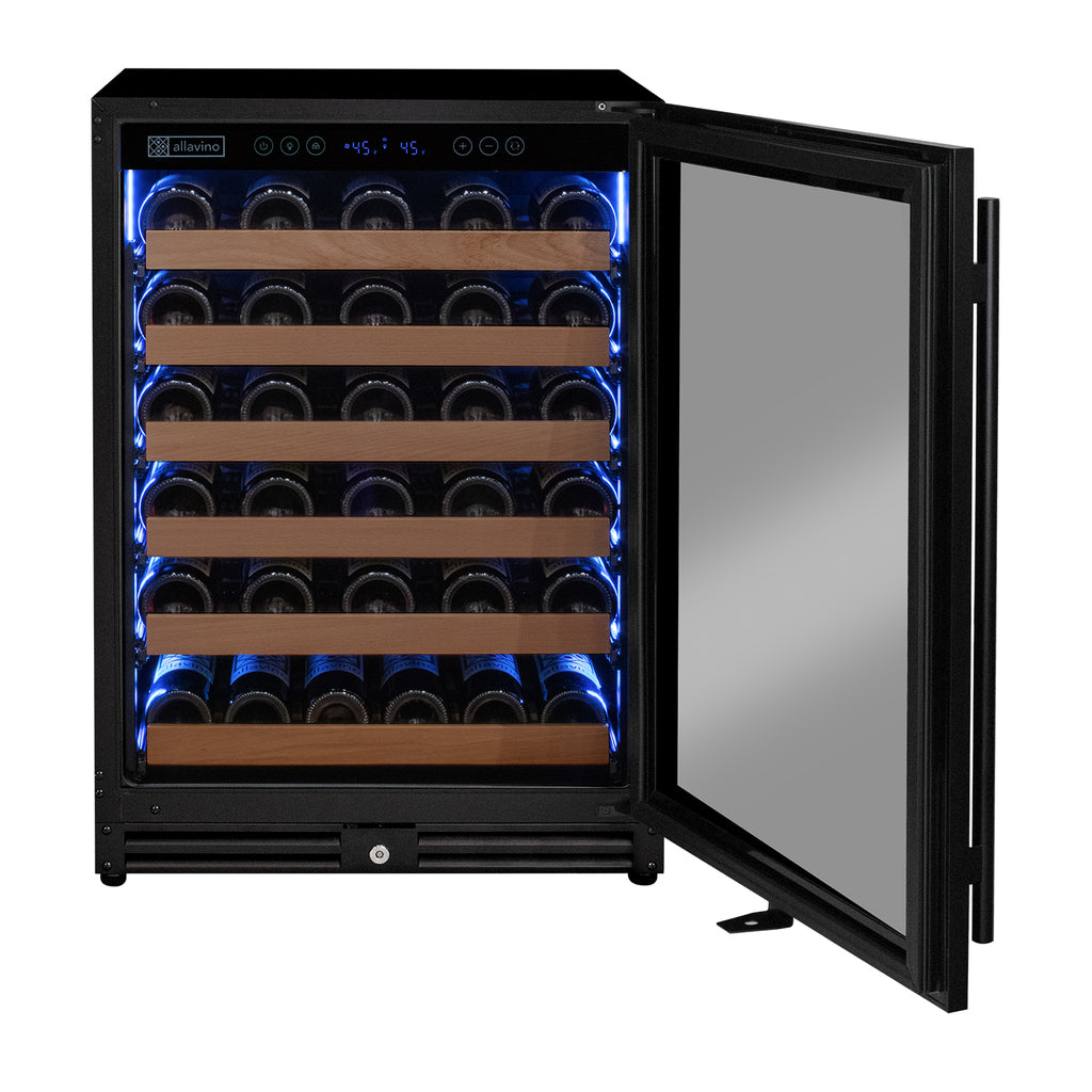 Allavino Reserva Series - 51 Bottle Single Zone Built-in Luxury Wine Refrigerator with Black Door - Right Hinge - VSW5134S-1BR