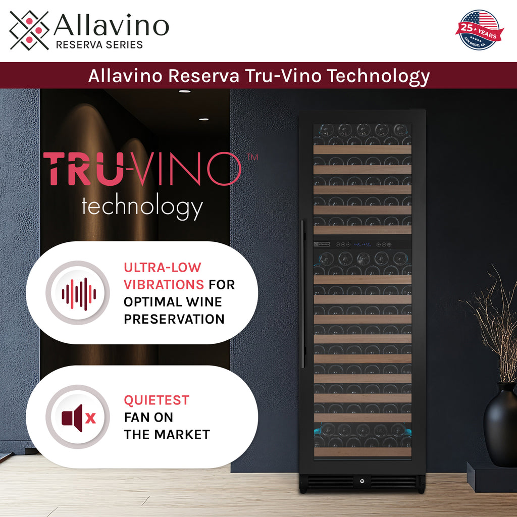 Allavino Reserva Series 172 Bottle Dual Zone Built-in Wine Refrigerator with Stainless Steel Door - Left Hinge - VSW71LD-2SL - Wine Cooler City