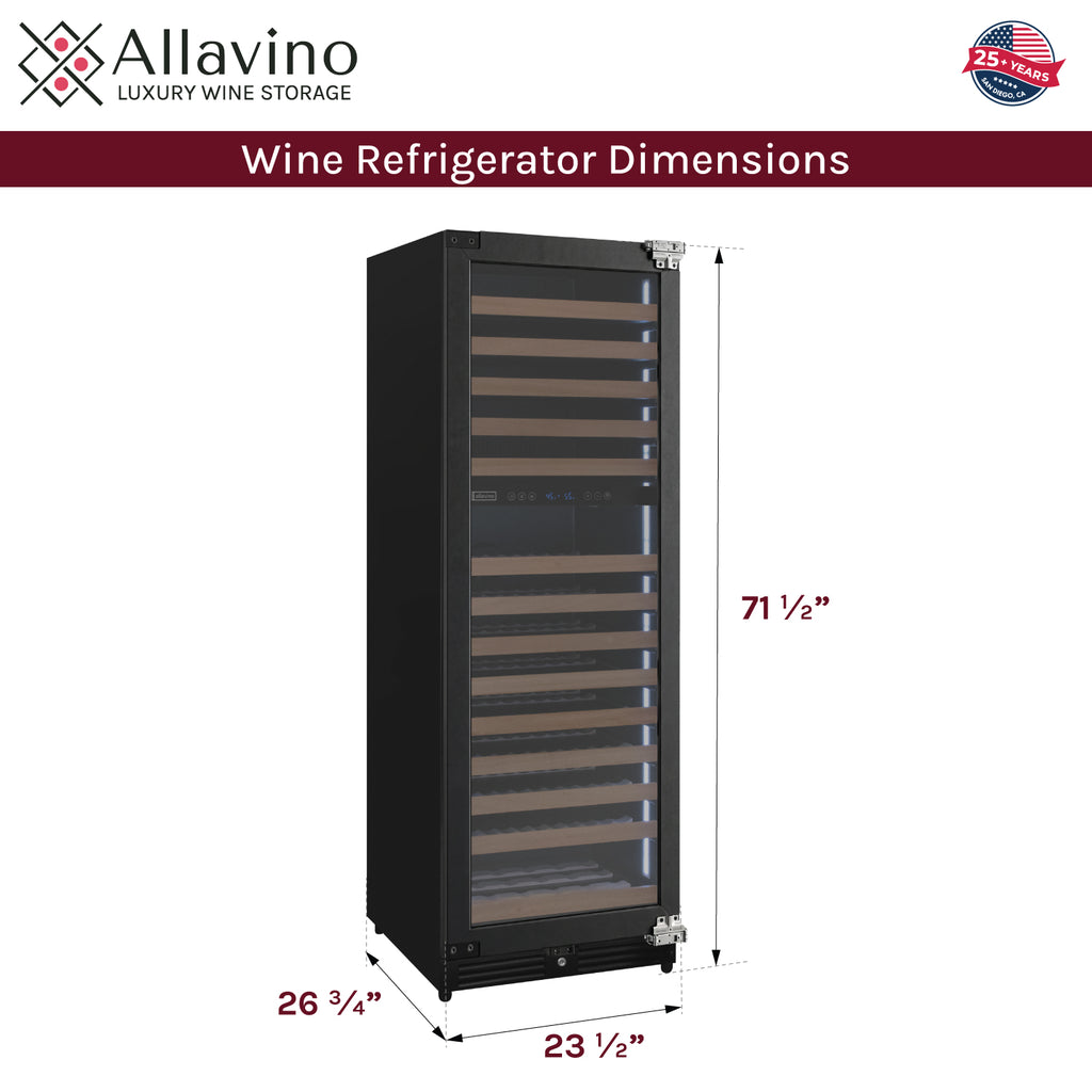 Allavino Reserva Series 172 Bottle Dual Zone Built-in Wine Refrigerator with Panel Ready Overlay - Right Hinge -  VSW71LD-2PRR