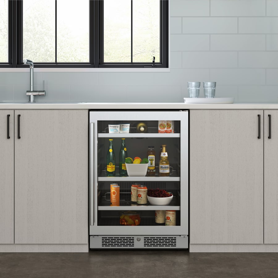 Avallon 24 Inch Wide 140 Can Energy Efficient Beverage Center with LED Lighting, Double Pane Glass, Touch Control Panel and Right Swing Door - ABR242PRSRH