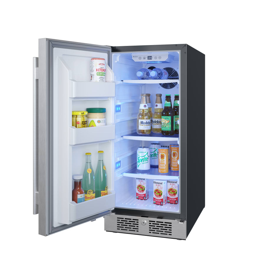 Avallon 15 Inch Wide 3.3 Cu. Ft. Compact Refrigerator with LED Lighting and Left Swing Door - AFR152SSLH