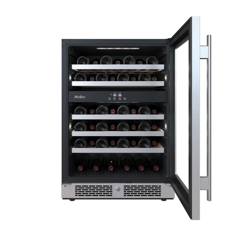 Avallon 24 Inch Wide 45 Bottle Capacity Dual Zone Wine Cooler with Right Swing Door - AWC242DPRSRH