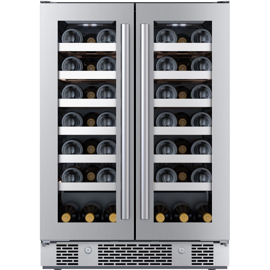 Avallon 24 Inch Wide 42 Bottle Capacity French Door Wine Cooler with LED Lighting - AWC242FD