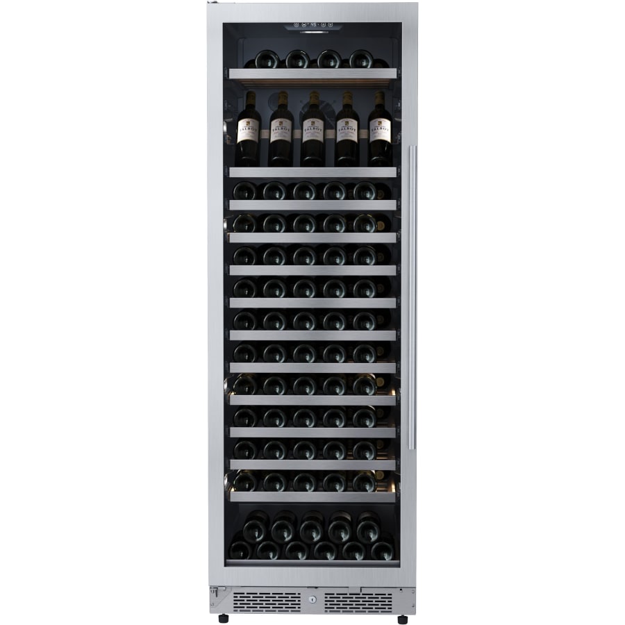 Avallon 24 Inch Wide 150 Bottle Capacity Built-In or Free Standing Wine Cooler with Wood Shelves, Child Lock, Door Alarm and Door Lock - Left Hinged - AWC243TSZLH