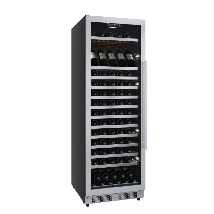 Avallon 24 Inch Wide 150 Bottle Capacity Built-In or Free Standing Wine Cooler with Wood Shelves, Child Lock, Door Alarm and Door Lock - Left Hinged - AWC243TSZLH