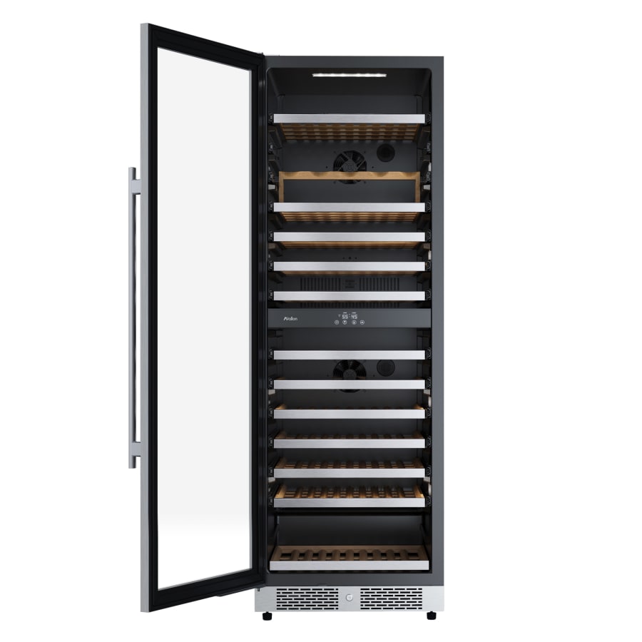 Avallon 24 Inch Wide 140 Bottle Capacity Built-In or Free Standing Wine Cooler with Wood Shelves, Dual Zone Cooling, Door Alarm, Door Lock and Energy Star Rated - AWC243TDZLHA