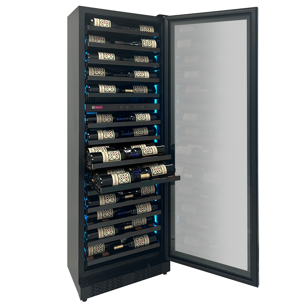 Allavino Reserva Series 67 Bottle 71" Tall Dual Zone Right Hinge Black Shallow Wine Cooler Refrigerator - VSW6771D-2BR