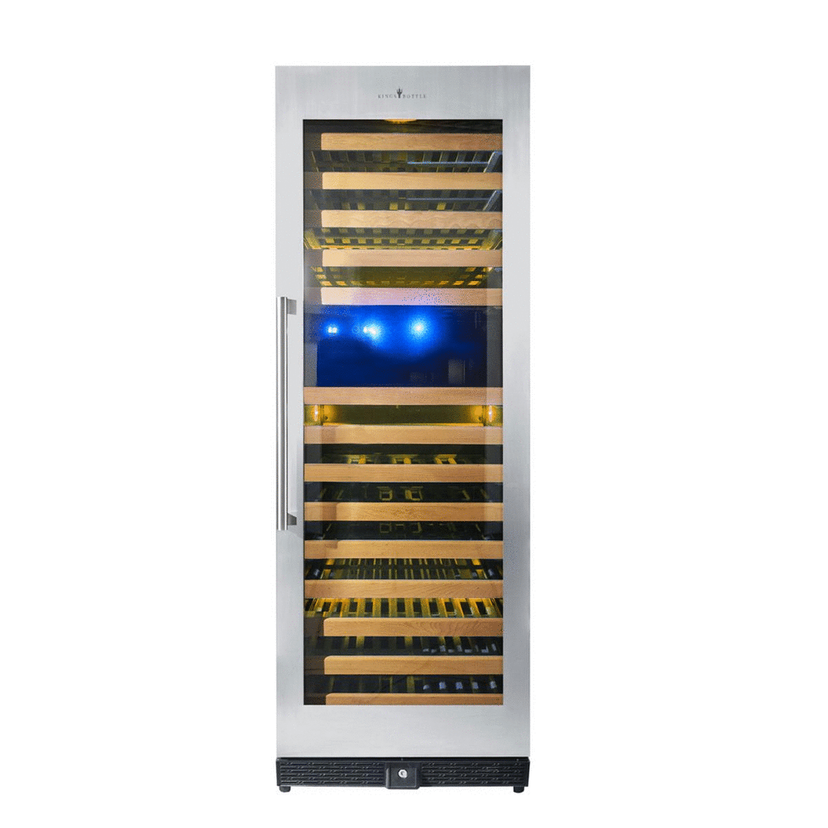 KingsBottle Tall Large Wine Refrigerator With Glass Door With Stainless Steel Trim ﻿- KBU170DX