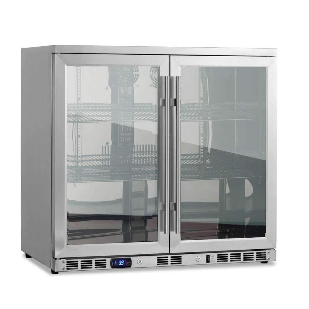 KingsBottle 36 Inch Heating Glass 2 Door Built In Beverage Fridge - KBU56M