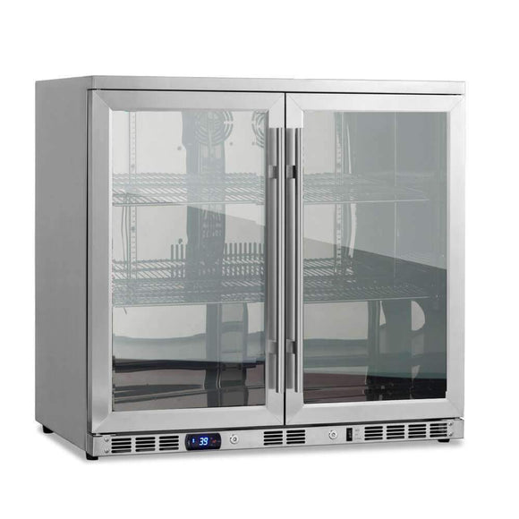 KingsBottle 36 Inch Heating Glass 2 Door Built In Beverage Fridge - KBU56M