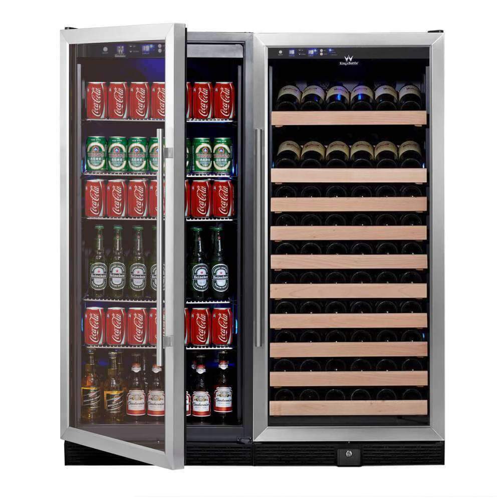 KingsBottle 56" Upright Wine And Beverage Refrigerator Combo With Glass Door - KBU100BW2