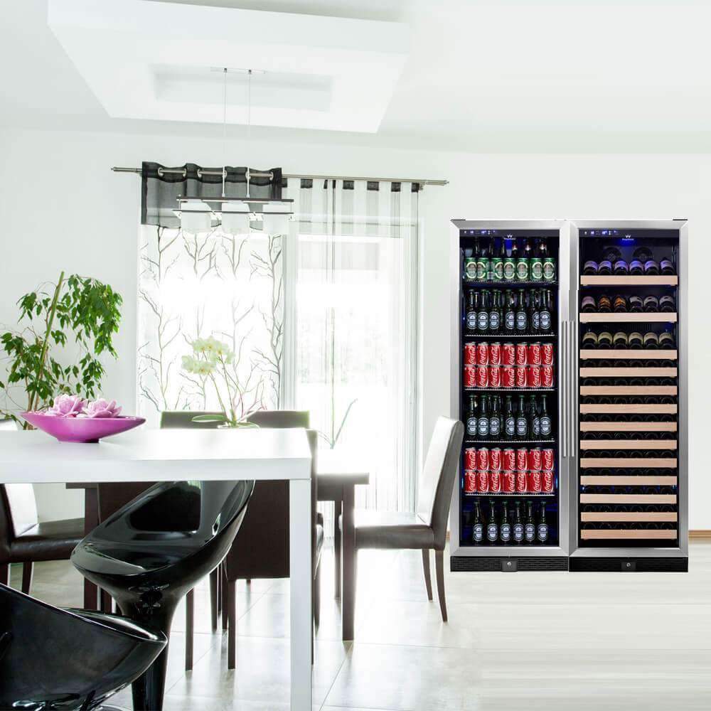KingsBottle 72" Large Wine And Beverage Cooler Drinks Combo With Clear Door - KBU170BW2