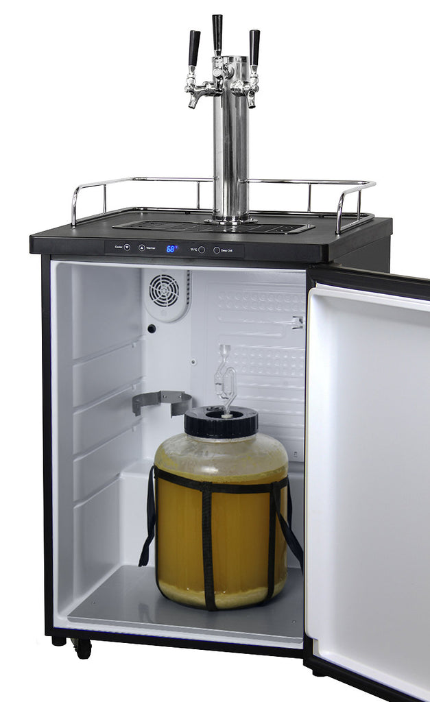 Kegco 24" Wide Triple Tap Black Stainless Steel Digital Kegerator - K309X-3NK