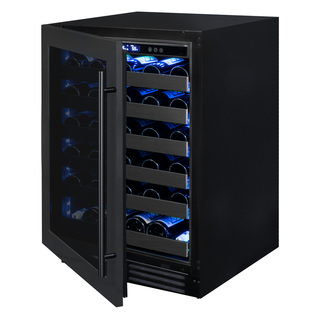 Allavino Reserva Series 50 Bottle Single Zone Built-in Wine Cooler Refrigerator with Black Stainless Steel Door - Left Hinge - BDW5034S-1BSL