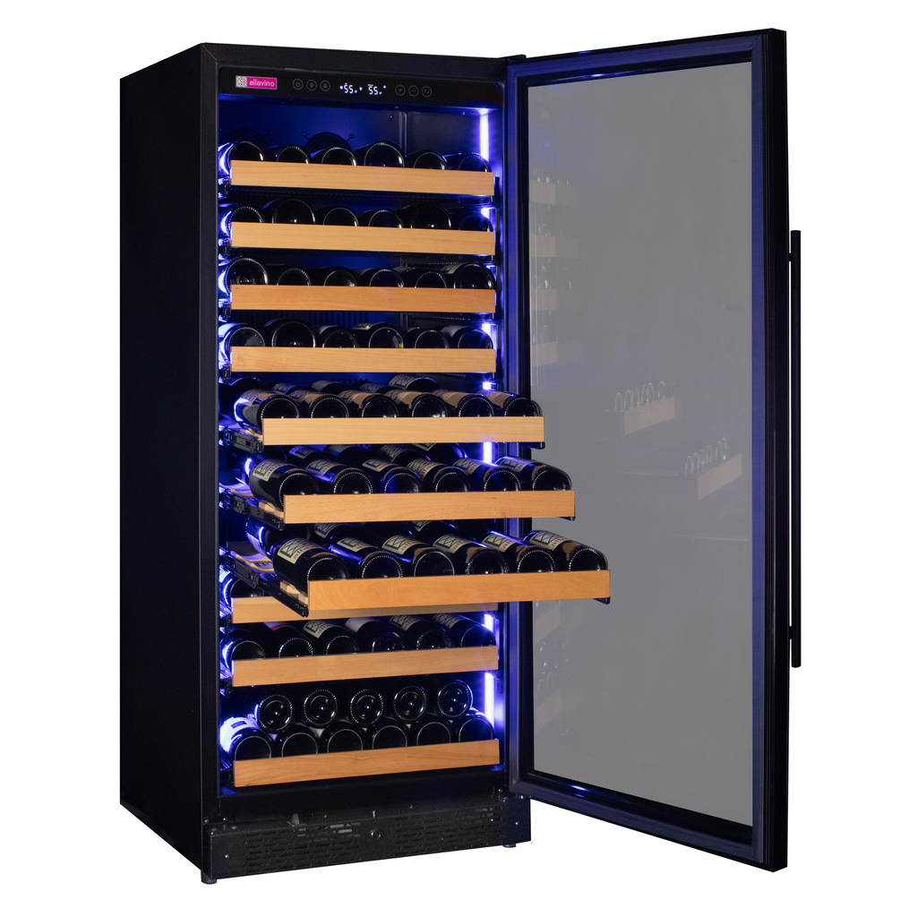 Allavino Reserva Series 119 Bottle 55" Tall Single Zone Right Hinge Black Glass Wine Refrigerator - VSW11955S-1BGR