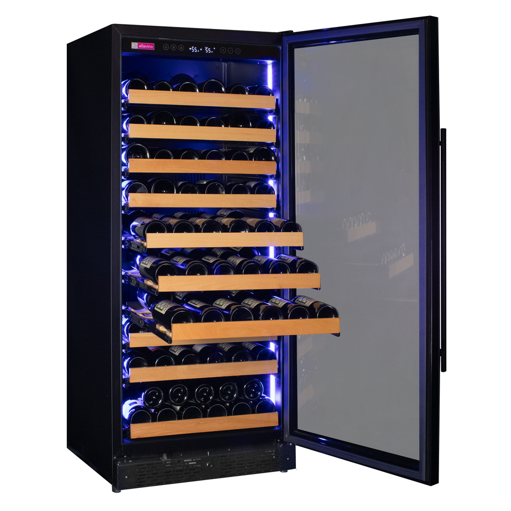 Allavino Reserva Series 119 Bottle 55" Tall Dual Zone Right Hinge Black Glass Wine Refrigerator - VSW11955D-2BGR