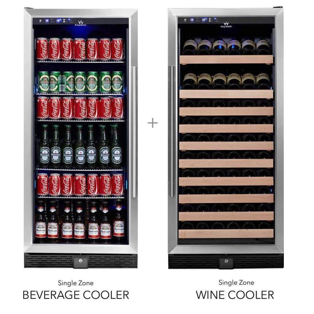 KingsBottle 56" Upright Wine And Beverage Refrigerator Combo With Glass Door - KBU100BW2