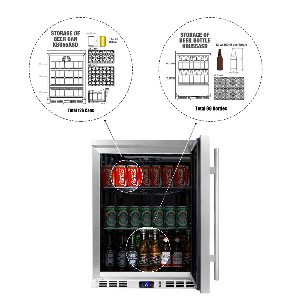 KingsBottle 24 Inch Outdoor Beer Fridge Cooler Stainless Steel - KBU55ASD