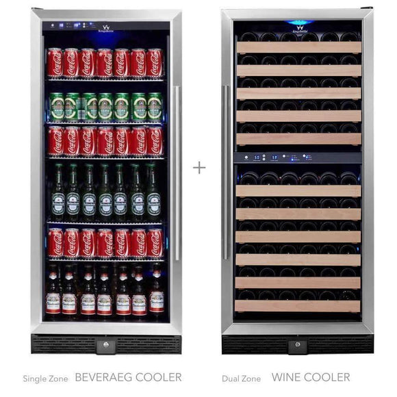 KingsBottle 56" Upright Wine And Beverage Fridge Center Cabinet Freestanding - KBU100BW3