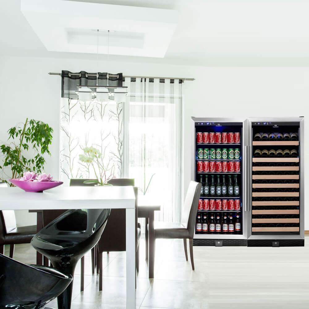 KingsBottle 56" Upright Wine And Beverage Refrigerator Combo With Glass Door - KBU100BW2