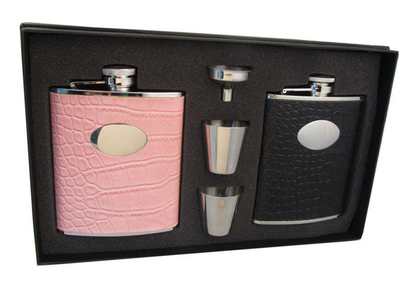 Visol Noir & Annabella His & Her 6oz Hip Flask Gift Set - VSET41 - 1179-1214