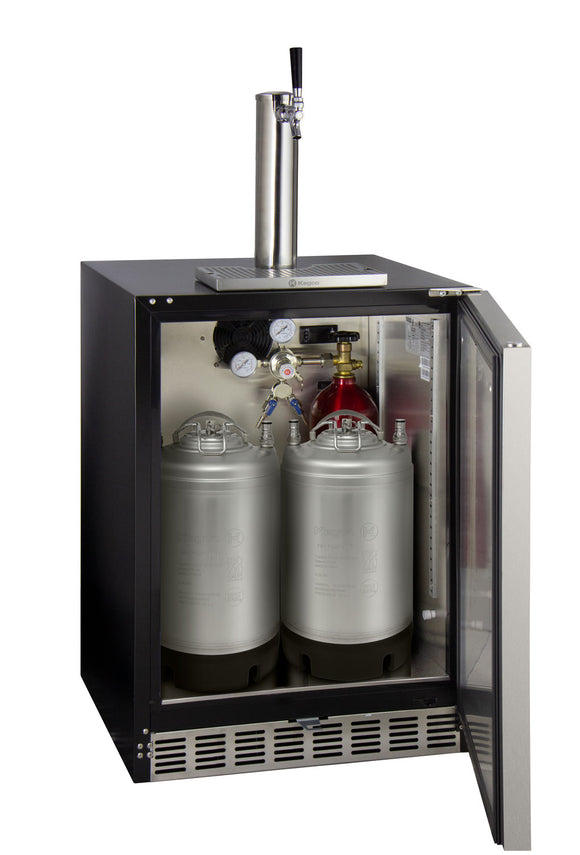 Kegco 24" Wide Single Tap Stainless Steel Built-In Right Hinge ADA Kegerator with Kit - HK48BSA-1