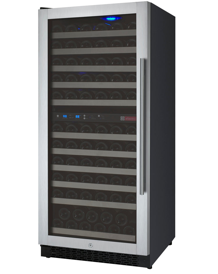 Allavino 24" Wide FlexCount II Tru-Vino 121 Bottle Dual Zone Stainless Steel Left Hinge Wine Refrigerator - VSWR121-2SL20