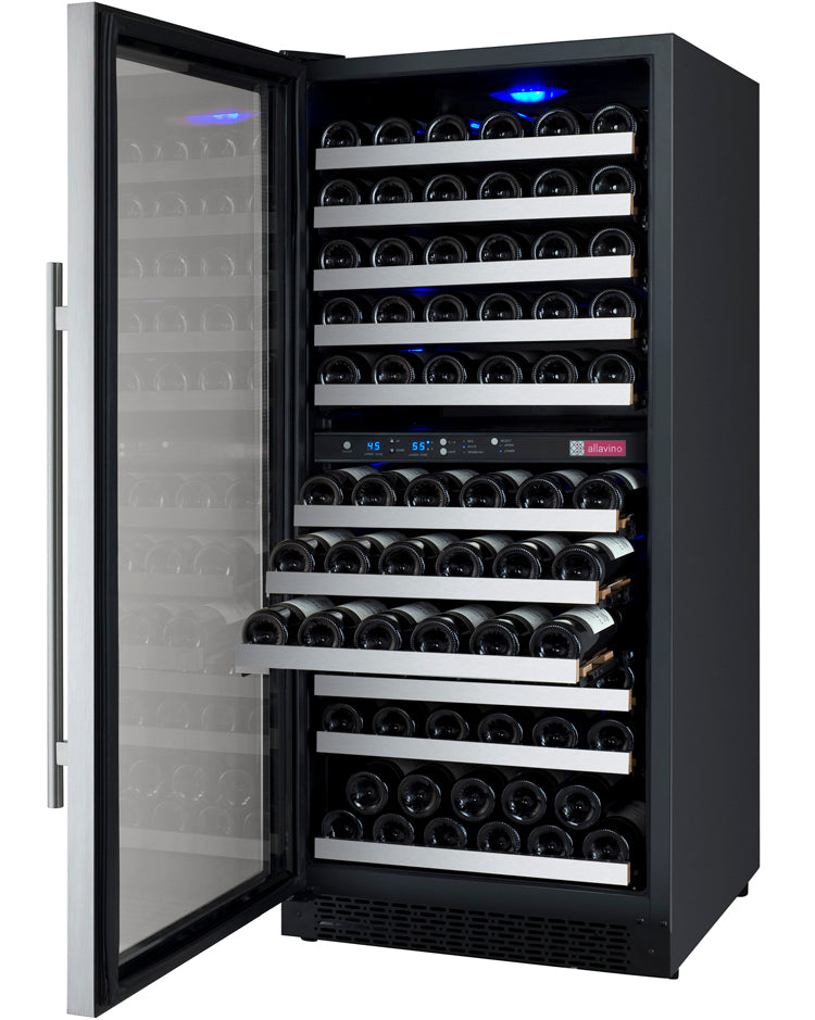 Allavino 24" Wide FlexCount II Tru-Vino 121 Bottle Dual Zone Stainless Steel Left Hinge Wine Refrigerator - VSWR121-2SL20