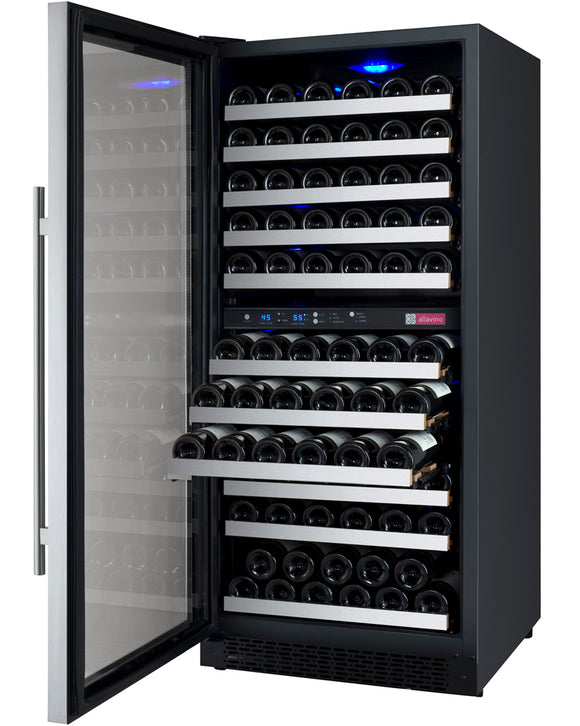 Allavino 24" Wide FlexCount II Tru-Vino 121 Bottle Dual Zone Stainless Steel Left Hinge Wine Refrigerator - VSWR121-2SL20