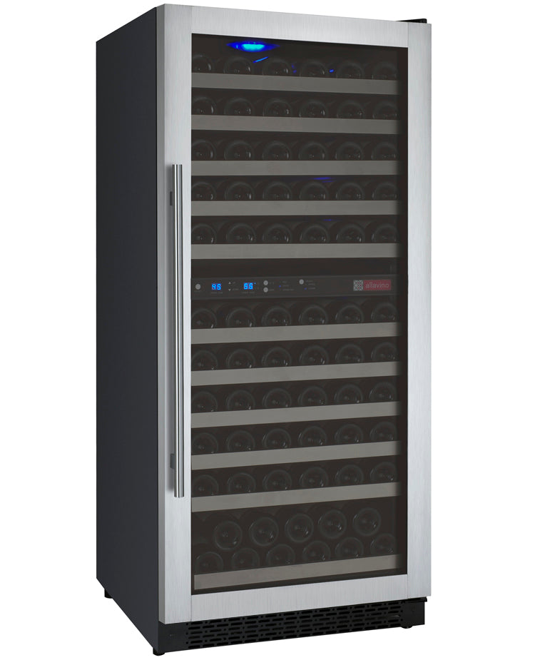 Allavino 24" Wide FlexCount II Tru-Vino 121 Bottle Dual Zone Stainless Steel Right Hinge Wine Refrigerator - VSWR121-2SR20