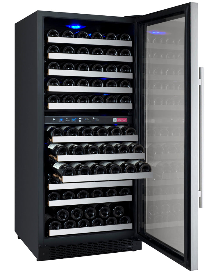 Allavino 24" Wide FlexCount II Tru-Vino 121 Bottle Dual Zone Stainless Steel Right Hinge Wine Refrigerator - VSWR121-2SR20