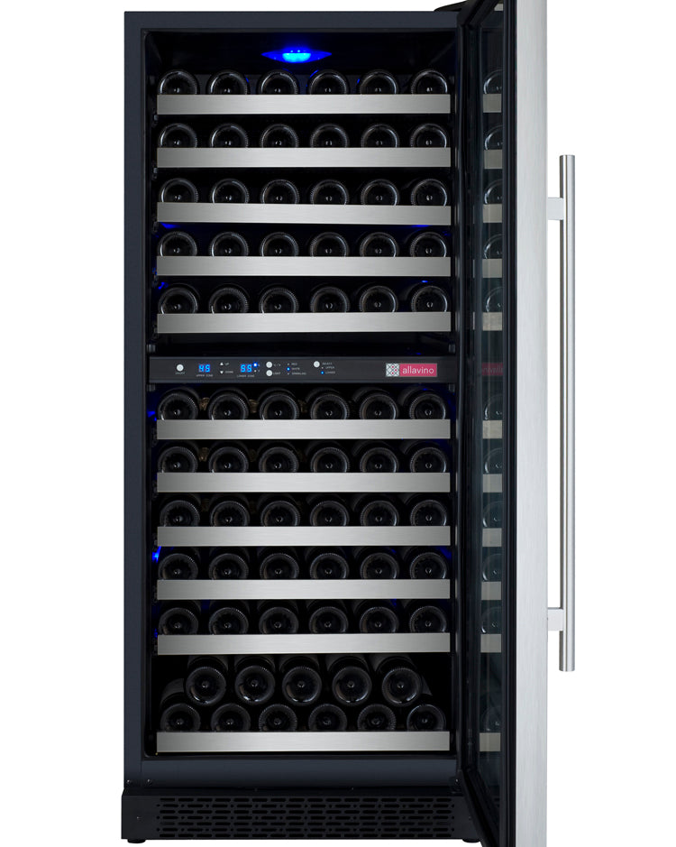Allavino 24" Wide FlexCount II Tru-Vino 121 Bottle Dual Zone Stainless Steel Right Hinge Wine Refrigerator - VSWR121-2SR20