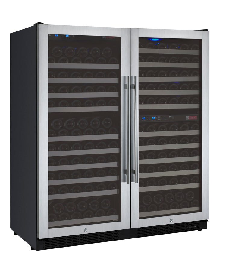 Allavino 47" Wide FlexCount II Tru-Vino 249 Bottle Three Zone Stainless Steel Side-by-Side Wine Refrigerator - 3Z-VSWR2128-S20