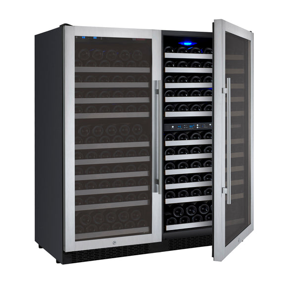 Allavino 47" Wide FlexCount II Tru-Vino 249 Bottle Three Zone Stainless Steel Side-by-Side Wine Refrigerator - 3Z-VSWR2128-S20
