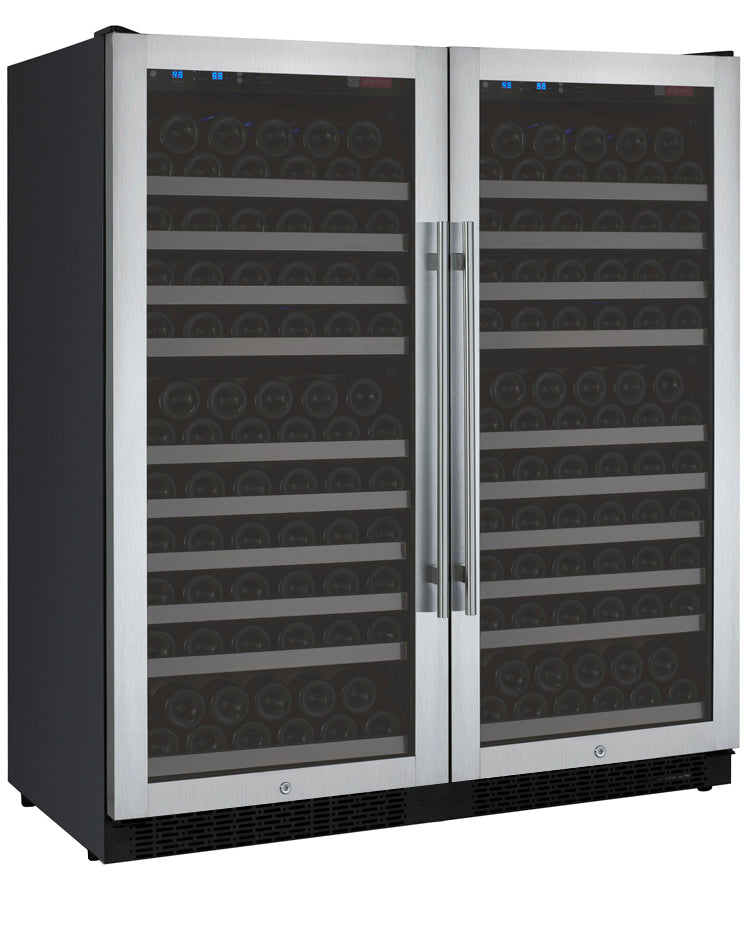 Allavino 47" Wide FlexCount II Tru-Vino 256 Bottle Dual Zone Stainless Steel Side-by-Side Wine Refrigerator - 2X-VSWR128-1S20