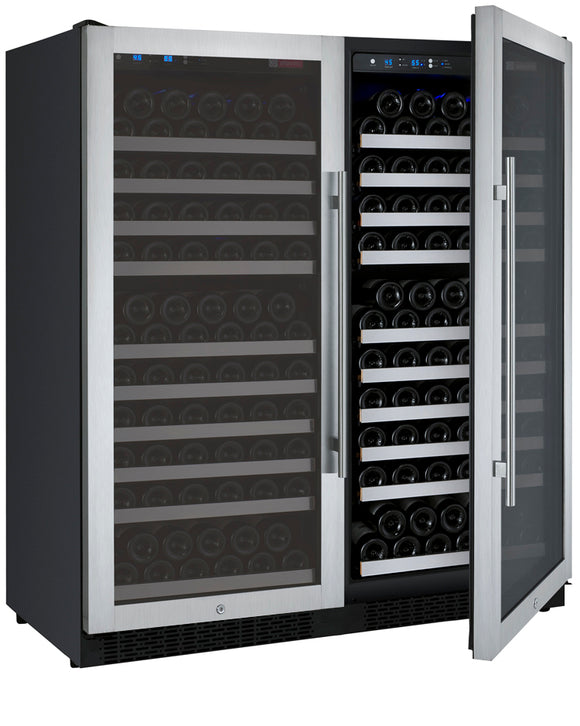 Allavino 47" Wide FlexCount II Tru-Vino 256 Bottle Dual Zone Stainless Steel Side-by-Side Wine Refrigerator - 2X-VSWR128-1S20