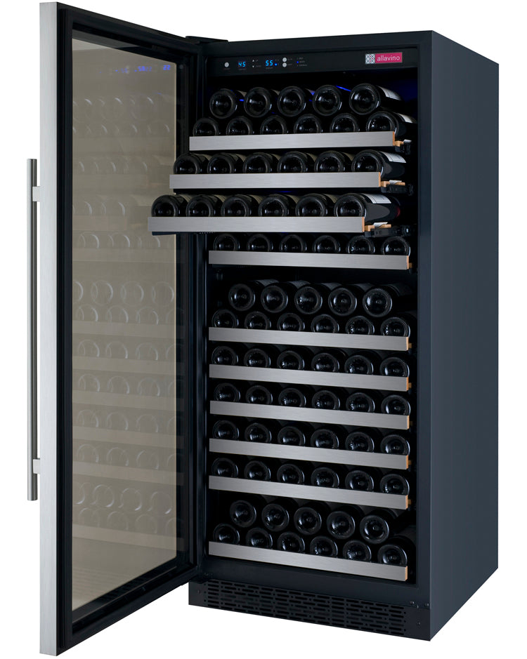 Allavino 24" Wide FlexCount II Tru-Vino 128 Bottle Single Zone Stainless Steel Left Hinge Wine Refrigerator - VSWR128-1SL20