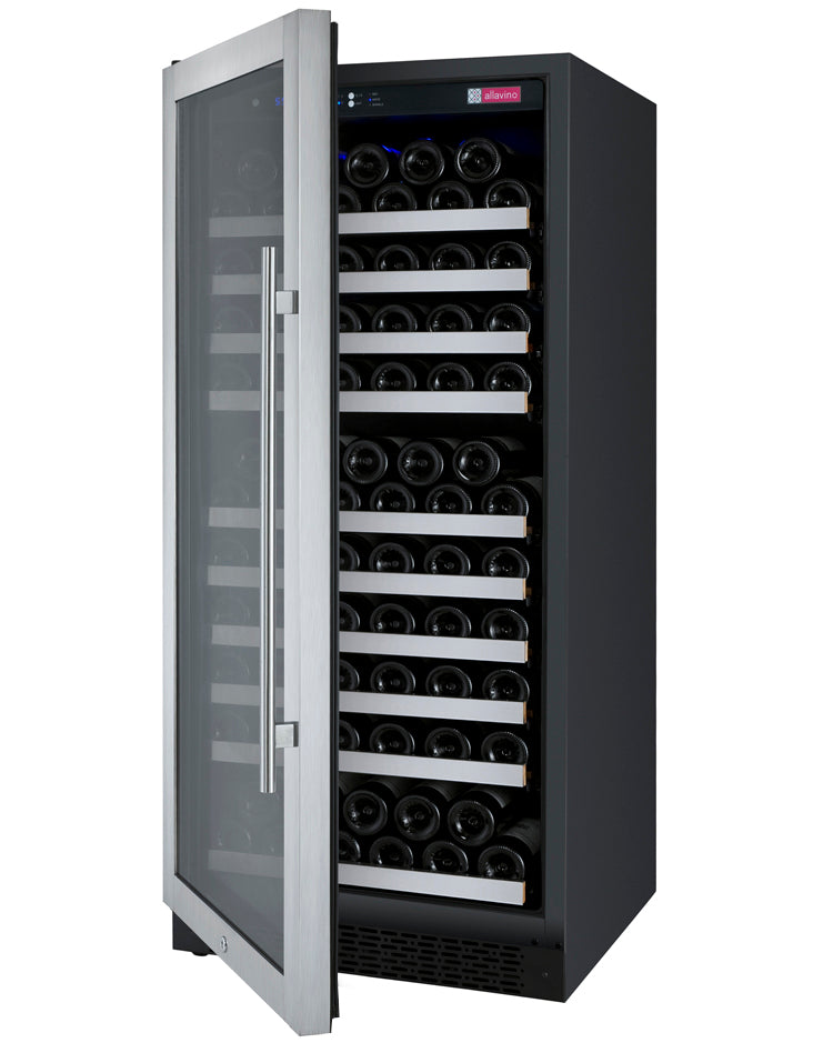 Allavino 24" Wide FlexCount II Tru-Vino 128 Bottle Single Zone Stainless Steel Left Hinge Wine Refrigerator - VSWR128-1SL20