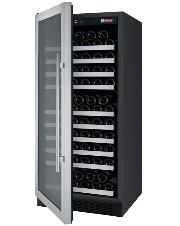 Allavino 24" Wide FlexCount II Tru-Vino 128 Bottle Single Zone Stainless Steel Left Hinge Wine Refrigerator - VSWR128-1SL20