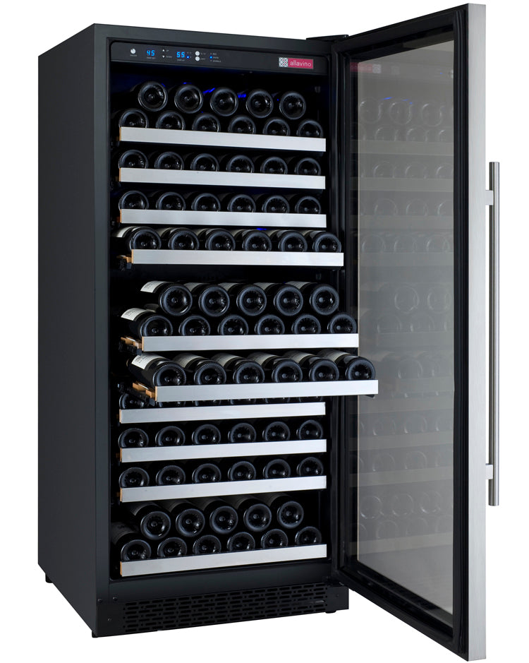 Allavino 24" Wide FlexCount II Tru-Vino 128 Bottle Single Zone Stainless Steel Right Hinge Wine Refrigerator - VSWR128-1SR20