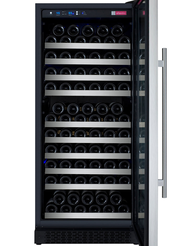 Allavino 24" Wide FlexCount II Tru-Vino 128 Bottle Single Zone Stainless Steel Right Hinge Wine Refrigerator - VSWR128-1SR20