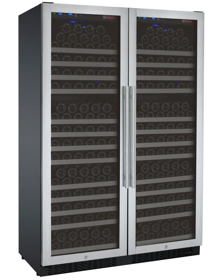 Allavino 47" Wide FlexCount II Tru-Vino 354 Bottle Dual Zone Stainless Steel Side-by-Side Wine Refrigerator - 2X-VSWR177-1S20