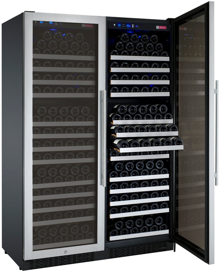 Allavino 47" Wide FlexCount II Tru-Vino 354 Bottle Dual Zone Stainless Steel Side-by-Side Wine Refrigerator - 2X-VSWR177-1S20