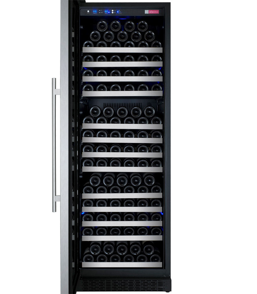 Allavino 24" Wide FlexCount II Tru-Vino 177 Bottle Single Zone Stainless Steel Left Hinge Wine Refrigerator - VSWR177-1SL20